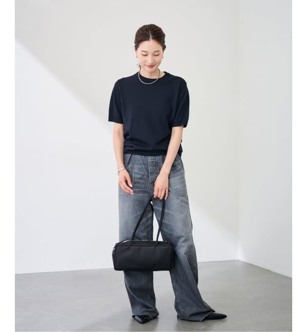 FRAMeWORK「イタリアヤーン basicハーフスリーブプルオーバー」|ニット・セーター|