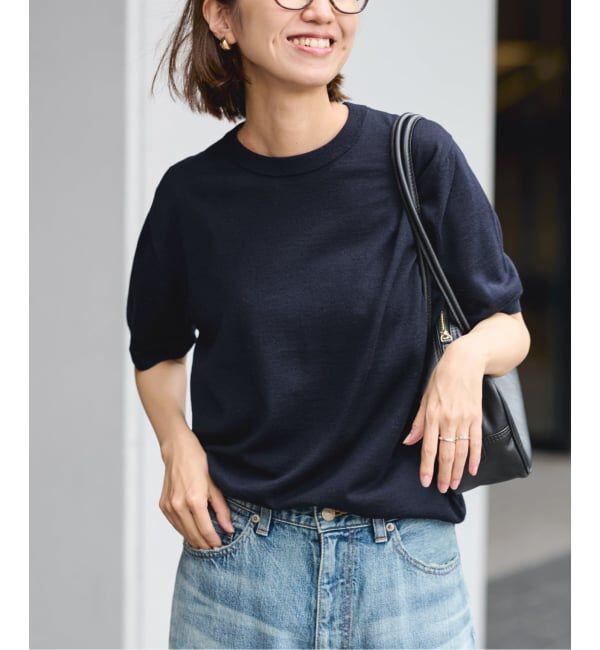 FRAMeWORK「イタリアヤーン basicハーフスリーブプルオーバー」|ニット・セーター|