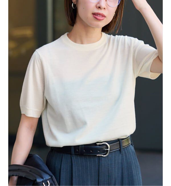 FRAMeWORK「イタリアヤーン basicハーフスリーブプルオーバー」|ニット・セーター|