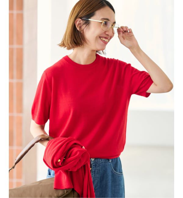 FRAMeWORK「イタリアヤーン basicハーフスリーブプルオーバー」|ニット・セーター|