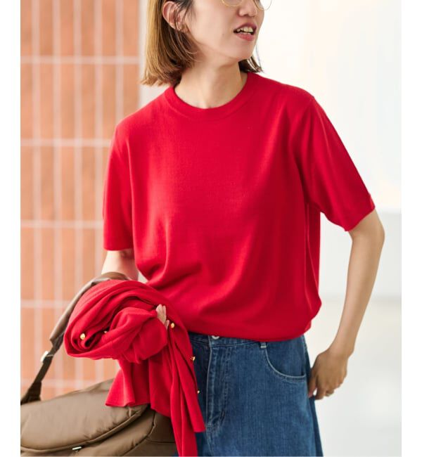 FRAMeWORK「イタリアヤーン basicハーフスリーブプルオーバー」|ニット・セーター|