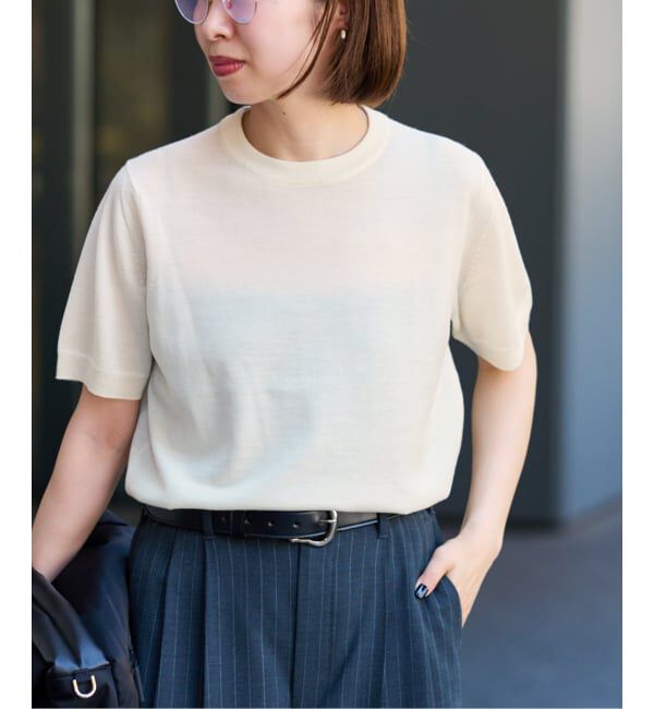 FRAMeWORK「イタリアヤーン basicハーフスリーブプルオーバー」|ニット・セーター|