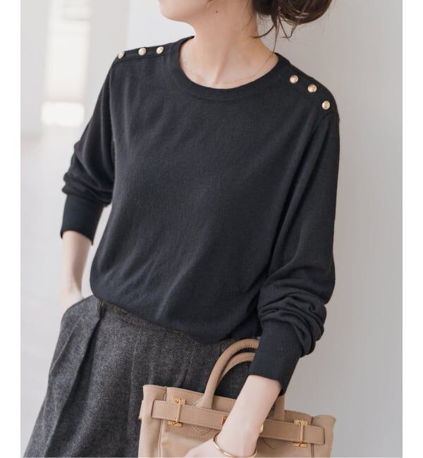 Spick and Span「VIS/Wショルダーボタンプルオーバー」|ニット・セーター|