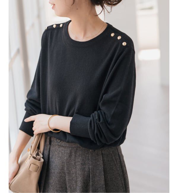 Spick and Span「VIS/Wショルダーボタンプルオーバー」|ニット・セーター|