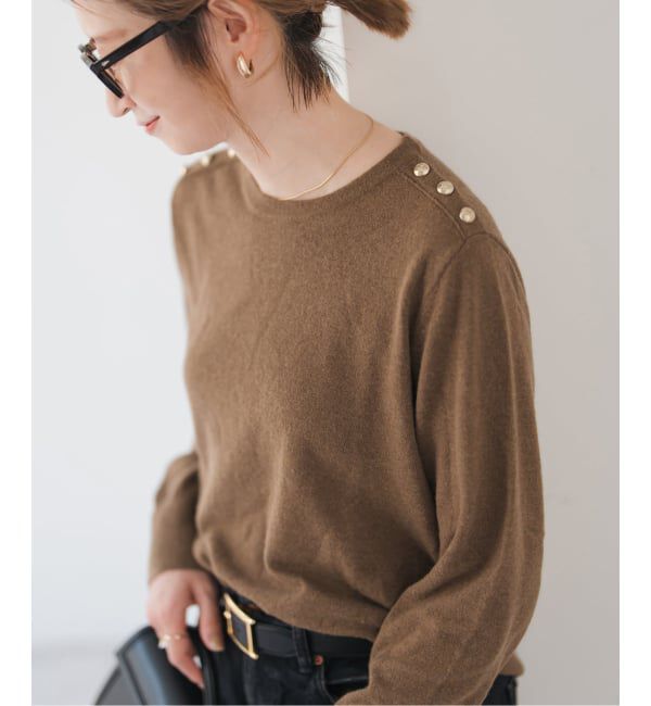 Spick and Span「VIS/Wショルダーボタンプルオーバー」|ニット・セーター|ブラウン D