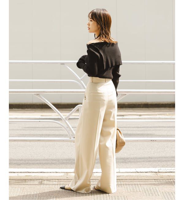 NOBLE「《WEB限定追加》ショルダーボタンタイトリブニット」|ニット・セーター|