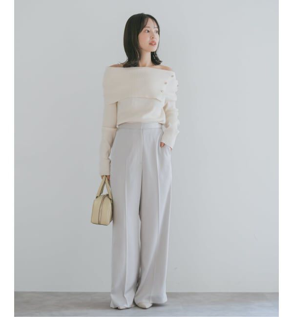 NOBLE「《WEB限定追加》ショルダーボタンタイトリブニット」|ニット・セーター|