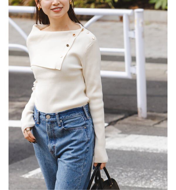 NOBLE「《WEB限定追加》ショルダーボタンタイトリブニット」|ニット・セーター|