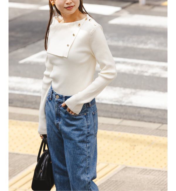 NOBLE「《WEB限定追加》ショルダーボタンタイトリブニット」|ニット・セーター|