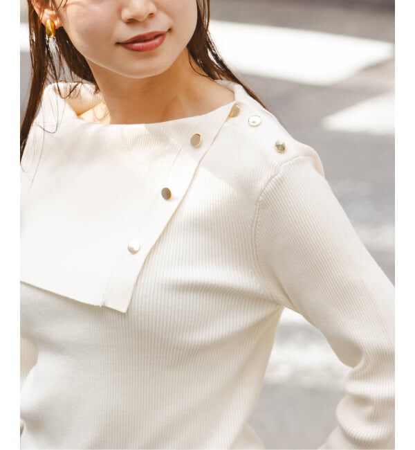 NOBLE「《WEB限定追加》ショルダーボタンタイトリブニット」|ニット・セーター|