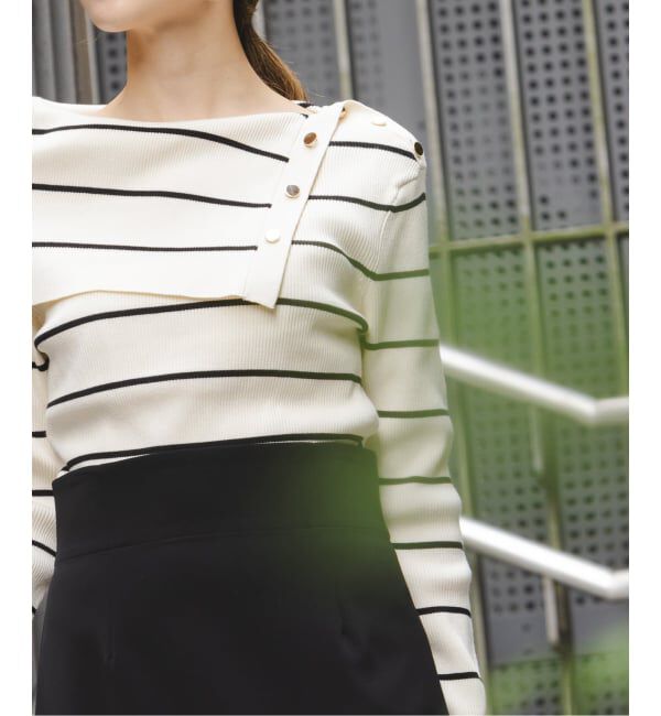 NOBLE「《WEB限定追加》ショルダーボタンタイトリブニット」|ニット・セーター|