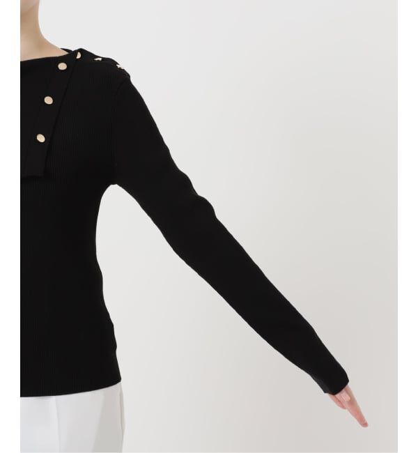 NOBLE「《WEB限定追加》ショルダーボタンタイトリブニット」|ニット・セーター|