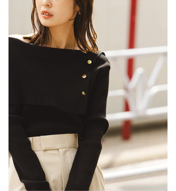 NOBLE「《WEB限定追加》ショルダーボタンタイトリブニット」|ニット・セーター|