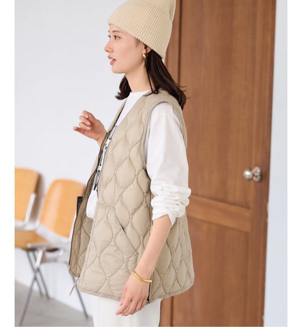 FRAMeWORK「TAION/タイオン MILITARY V NECK WZIPダウンベスト」|ダウン|
