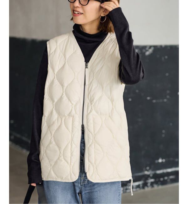 FRAMeWORK「TAION/タイオン MILITARY V NECK WZIPダウンベスト」|ダウン|ホワイト