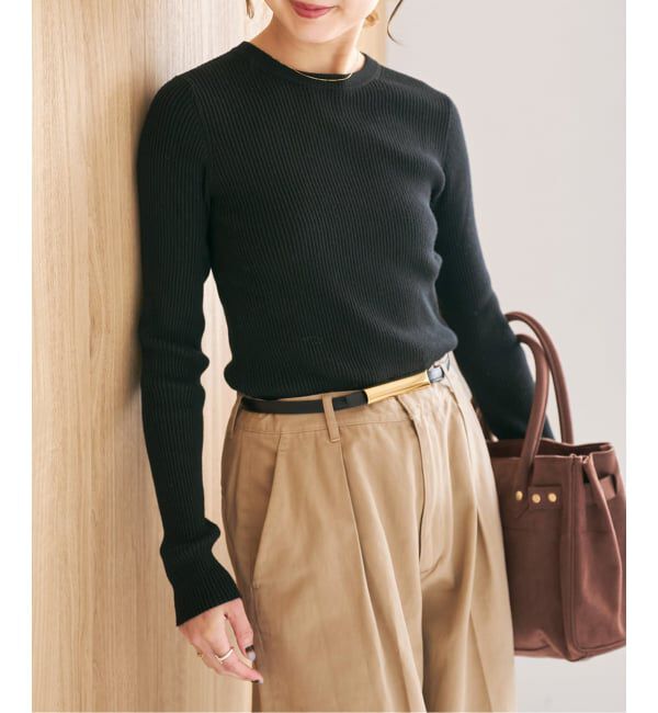 WEB限定 / 追加》ウォッシャブル クルーネックリブニット（Spick and