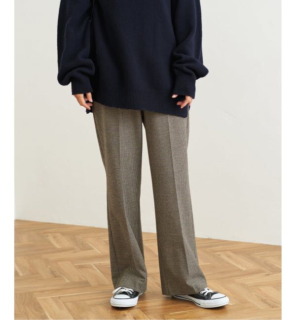 FRAMeWORK「≪WEB限定 / 追加≫両面起毛フレアーパンツ（チェック柄）」|スラックス|ベージュ