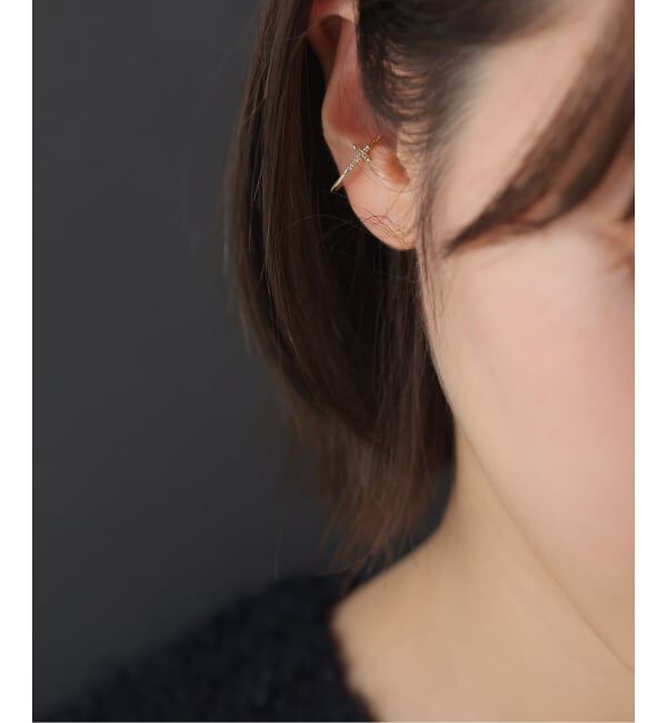 Lilas by Spick&Span「クロスダイヤイヤーカフ K10（片耳）」|イヤーカフ|