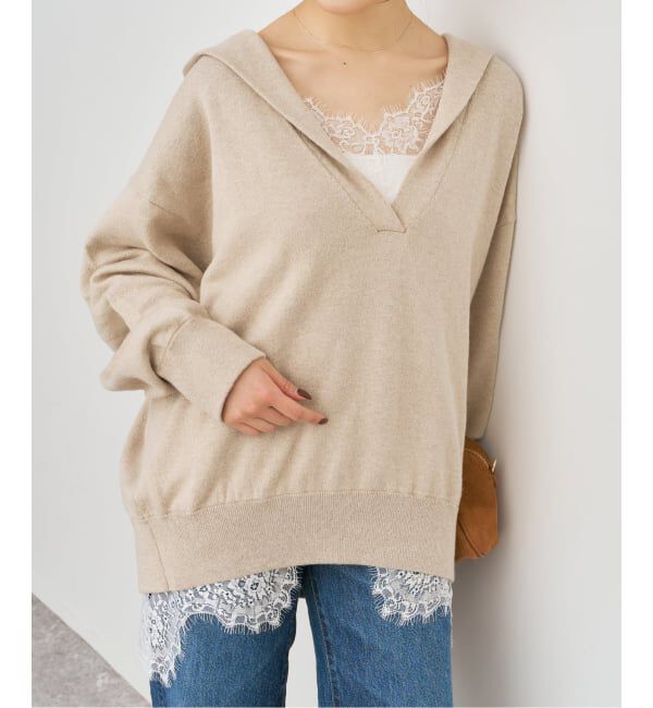 Spick and Span「コットンカシミヤフードニットプルオーバー」|ニット・セーター|