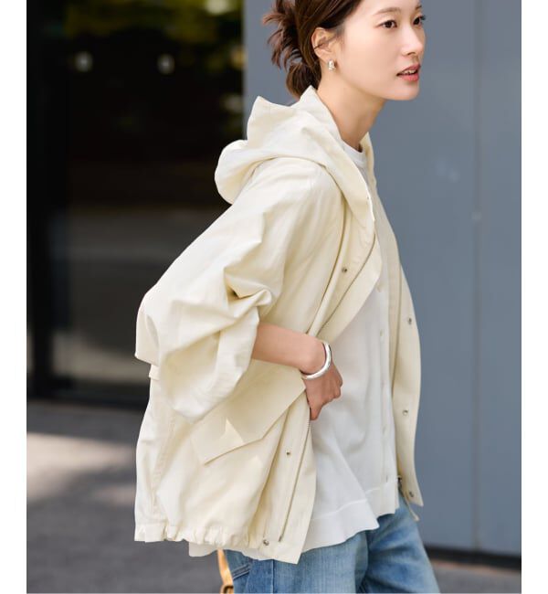 FRAMeWORK「≪追加≫リネンPLタッサーフードショートブルゾン」|ブルゾン・スタジャン|