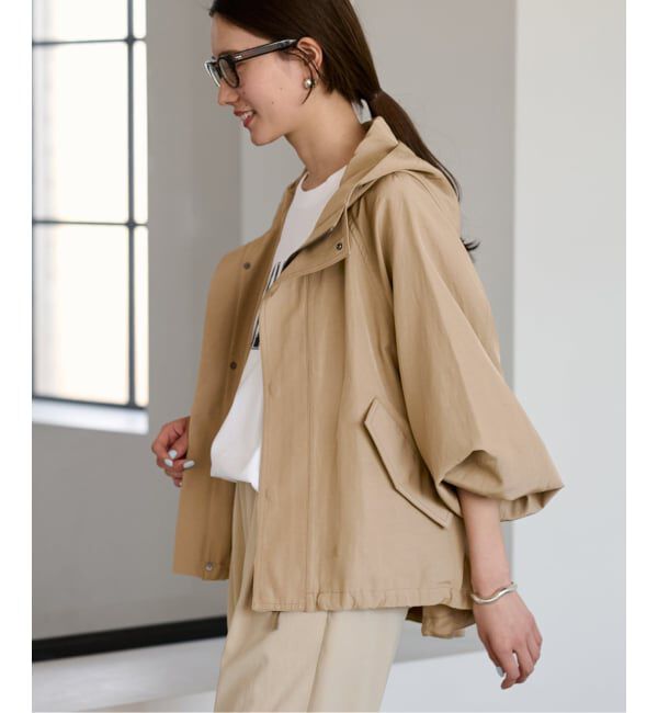 FRAMeWORK「≪追加≫リネンPLタッサーフードショートブルゾン」|ブルゾン・スタジャン|