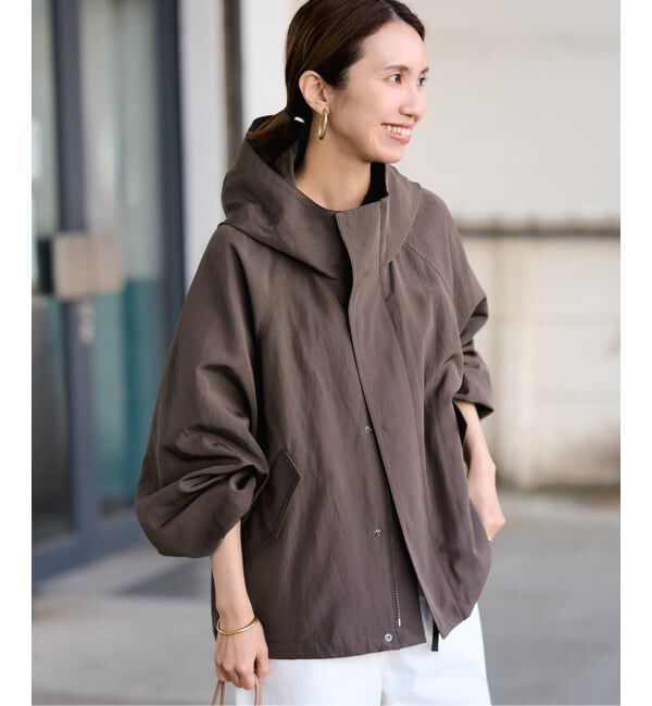 FRAMeWORK「≪追加≫リネンPLタッサーフードショートブルゾン」|ブルゾン・スタジャン|ブラウン