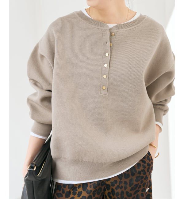 Spick and Span「《新色有り / 追加》メタルボタンヘンリーネックニット」|ニット・セーター|