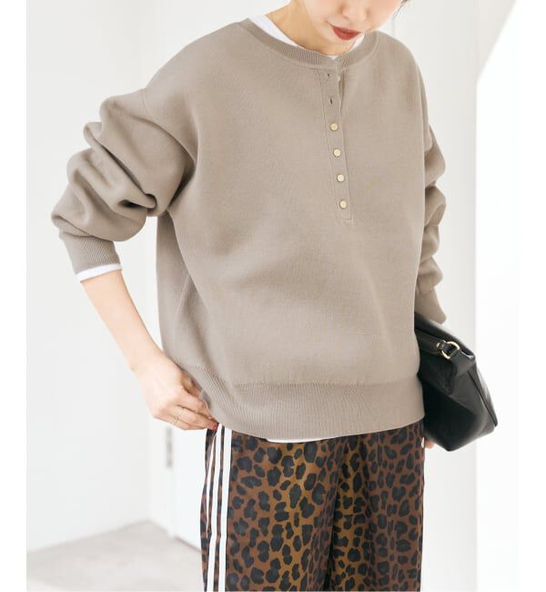 Spick and Span「《新色有り / 追加》メタルボタンヘンリーネックニット」|ニット・セーター|