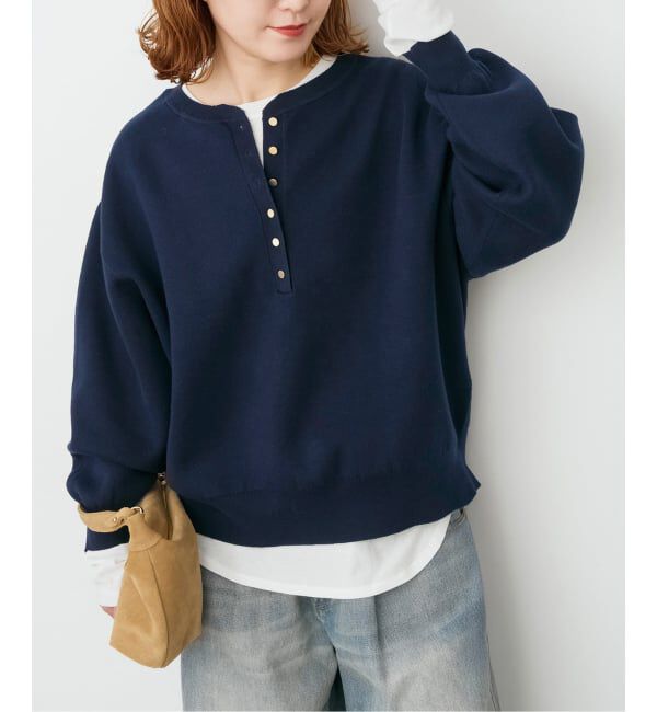 Spick and Span「《新色有り / 追加》メタルボタンヘンリーネックニット」|ニット・セーター|