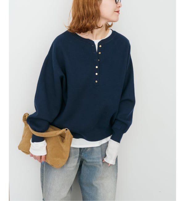 Spick and Span「《新色有り / 追加》メタルボタンヘンリーネックニット」|ニット・セーター|