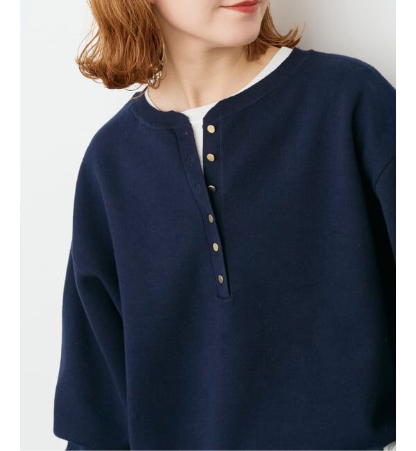Spick and Span「《新色有り / 追加》メタルボタンヘンリーネックニット」|ニット・セーター|