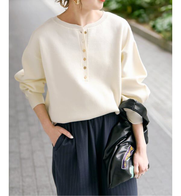 Spick and Span「《新色有り / 追加》メタルボタンヘンリーネックニット」|ニット・セーター|