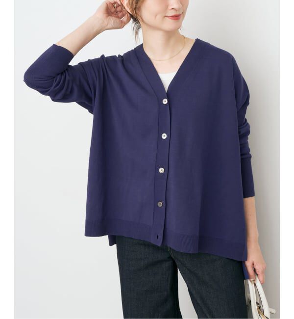 Spick and Span「Emil cotoni Vネックカーディガン」|カーディガン|ネイビー