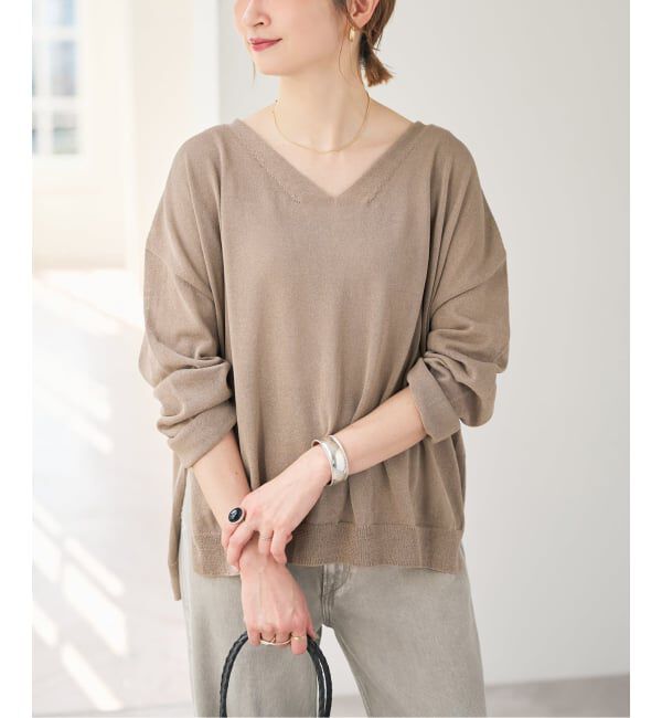 Spick and Span「《予約》ペーパーヤーンVネックルーズプルオーバー」|ニット・セーター|