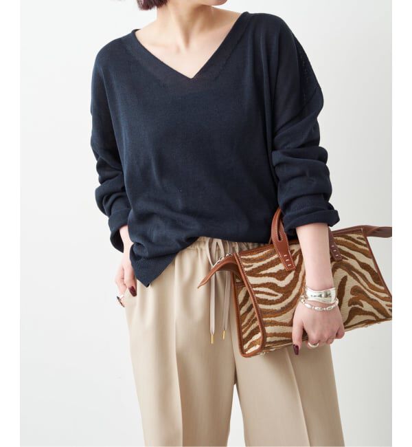 Spick and Span「《予約》ペーパーヤーンVネックルーズプルオーバー」|ニット・セーター|