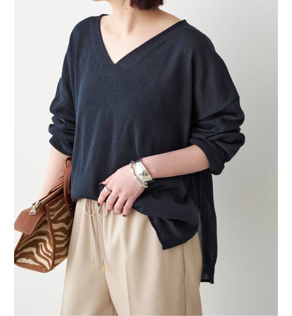 Spick and Span「《予約》ペーパーヤーンVネックルーズプルオーバー」|ニット・セーター|