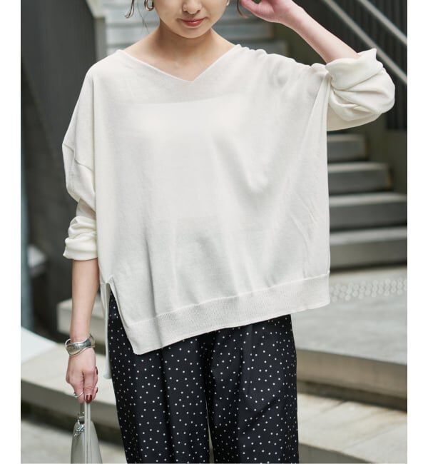 Spick and Span「《予約》ペーパーヤーンVネックルーズプルオーバー」|ニット・セーター|