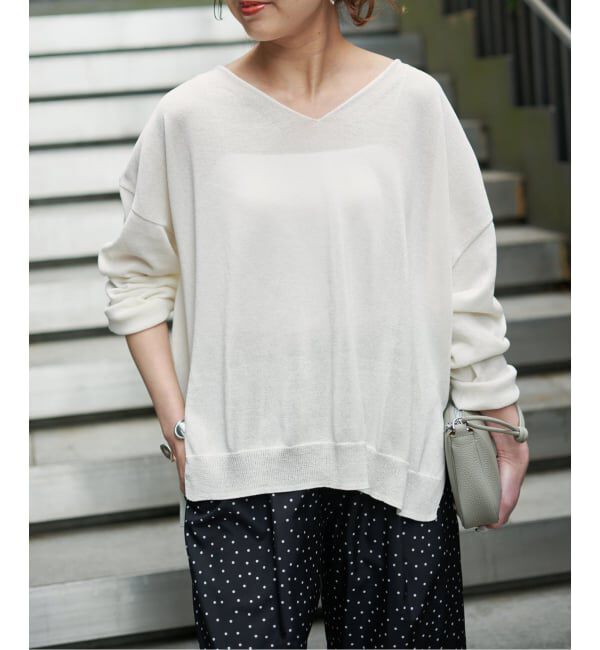 Spick and Span「《予約》ペーパーヤーンVネックルーズプルオーバー」|ニット・セーター|