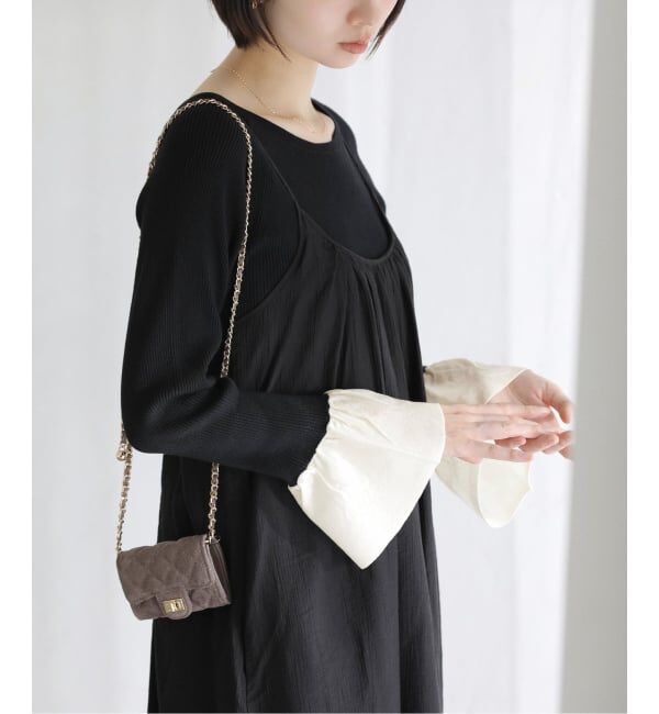  「【洗える】フリルスリーブニット」|ニット・セーター|ブラック