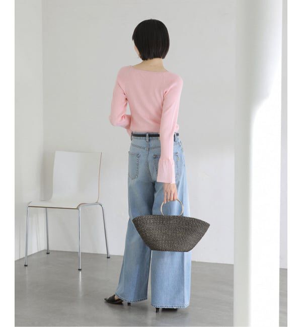  「【洗える】フリルスリーブニット」|ニット・セーター|