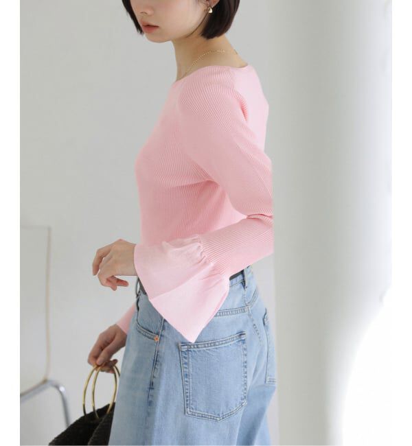  「【洗える】フリルスリーブニット」|ニット・セーター|