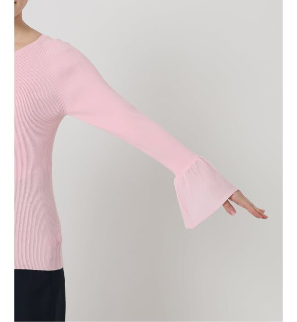  「【洗える】フリルスリーブニット」|ニット・セーター|