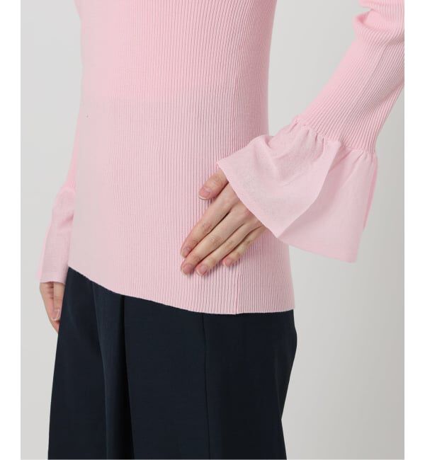  「【洗える】フリルスリーブニット」|ニット・セーター|