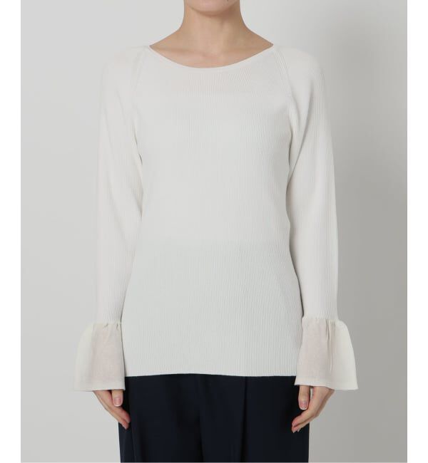  「【洗える】フリルスリーブニット」|ニット・セーター|