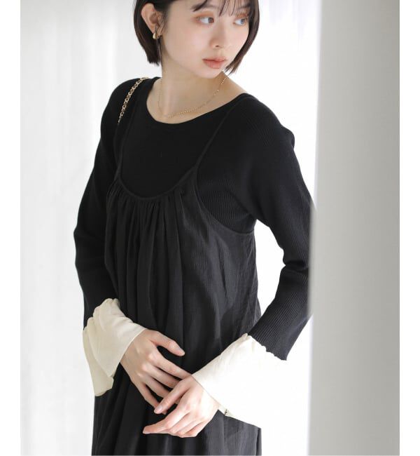  「【洗える】フリルスリーブニット」|ニット・セーター|