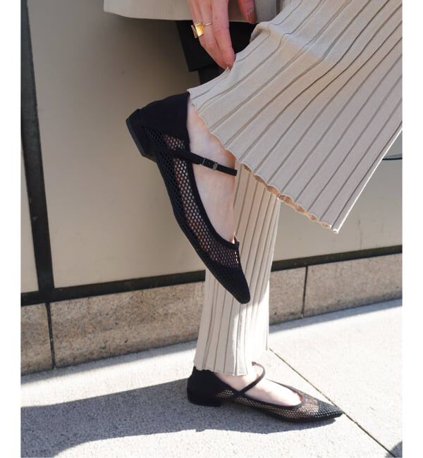  「《追加予約2》ポインテッドネットワンストラップフラット」|その他|