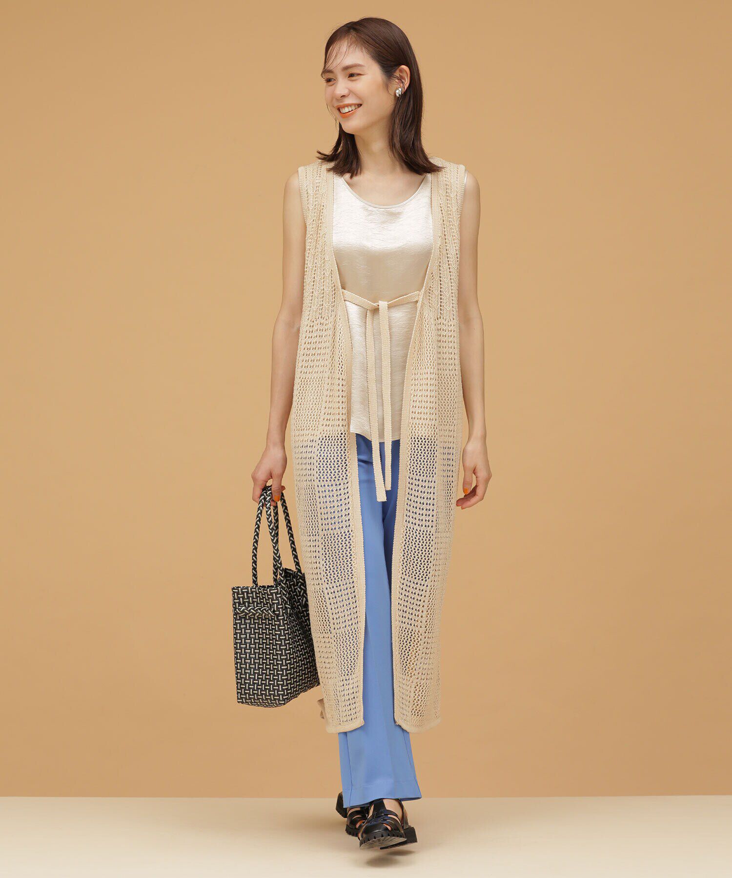 nano･universe「LB.03/ラッセル編みニットベスト サテンタンク」|ニット・セーター|