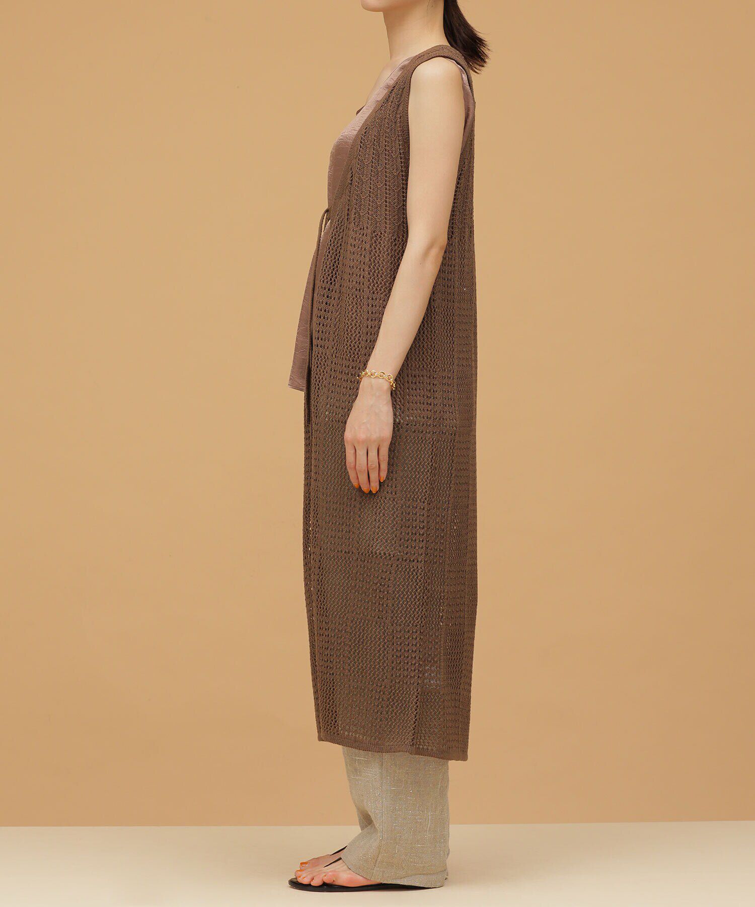 nano･universe「LB.03/ラッセル編みニットベスト サテンタンク」|ニット・セーター|