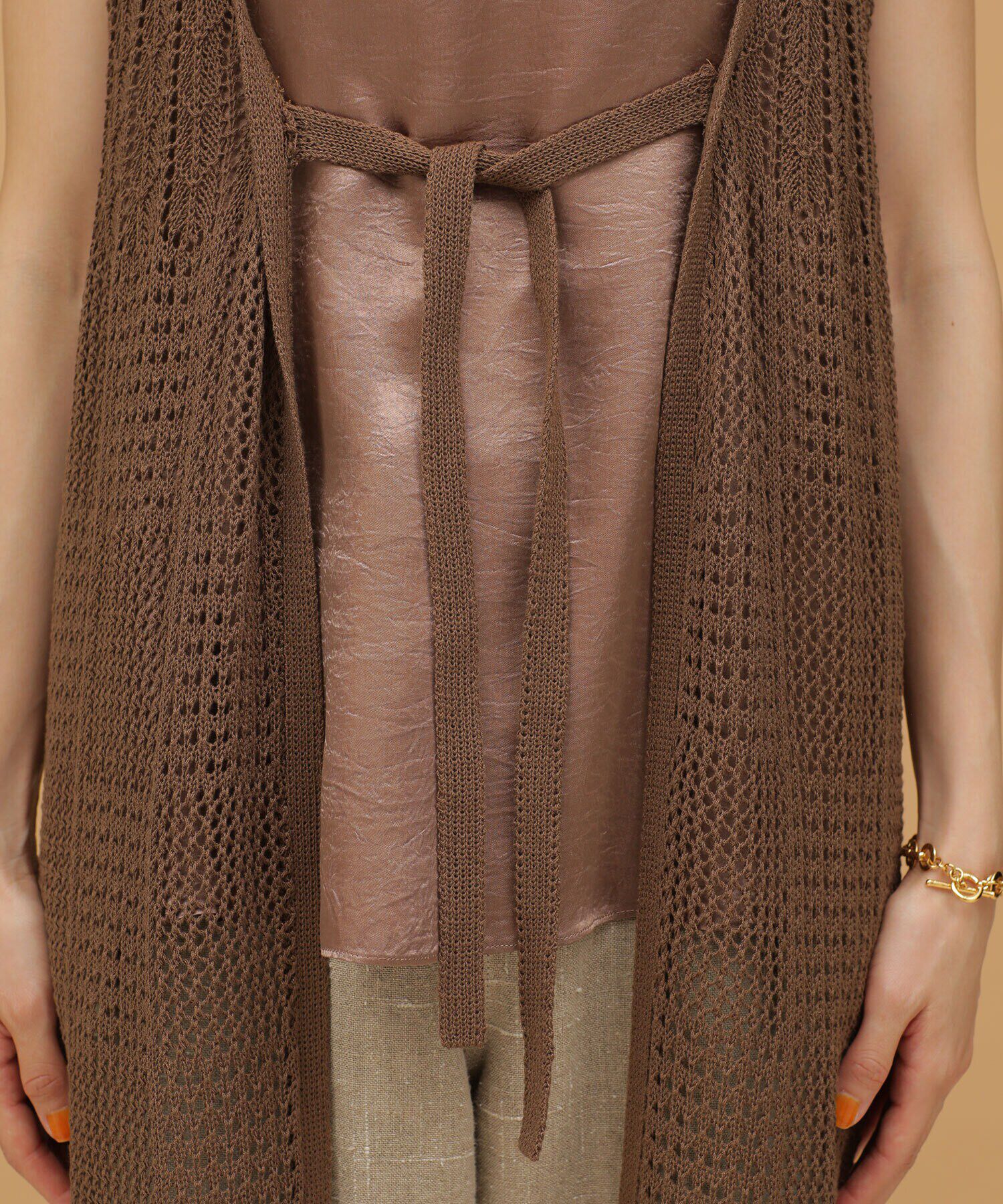 nano･universe「LB.03/ラッセル編みニットベスト サテンタンク」|ニット・セーター|