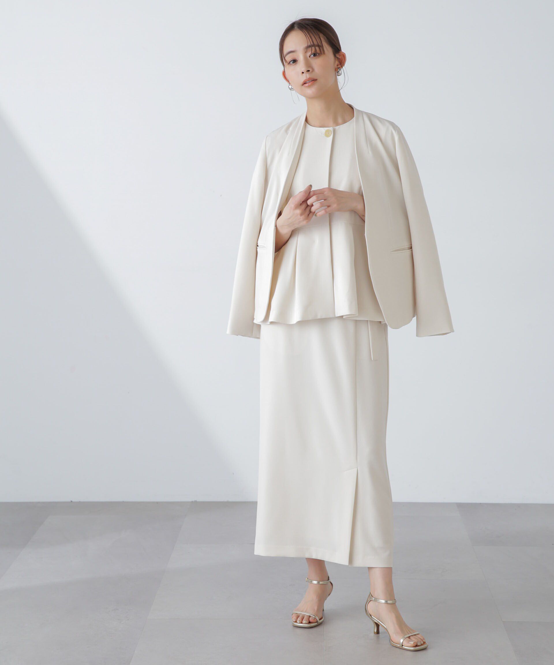 nano･universe「多機能素材サイドベルトストラップ風スカート(セットアップ可）」|スカート|